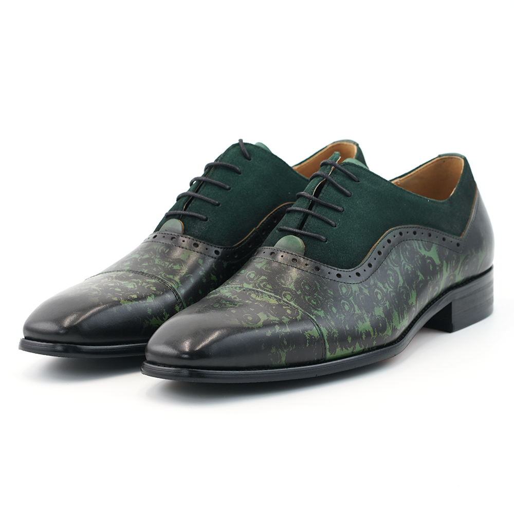 slim fit dress slacks Spencer - Walnut Calf / Green Suede main image 1
