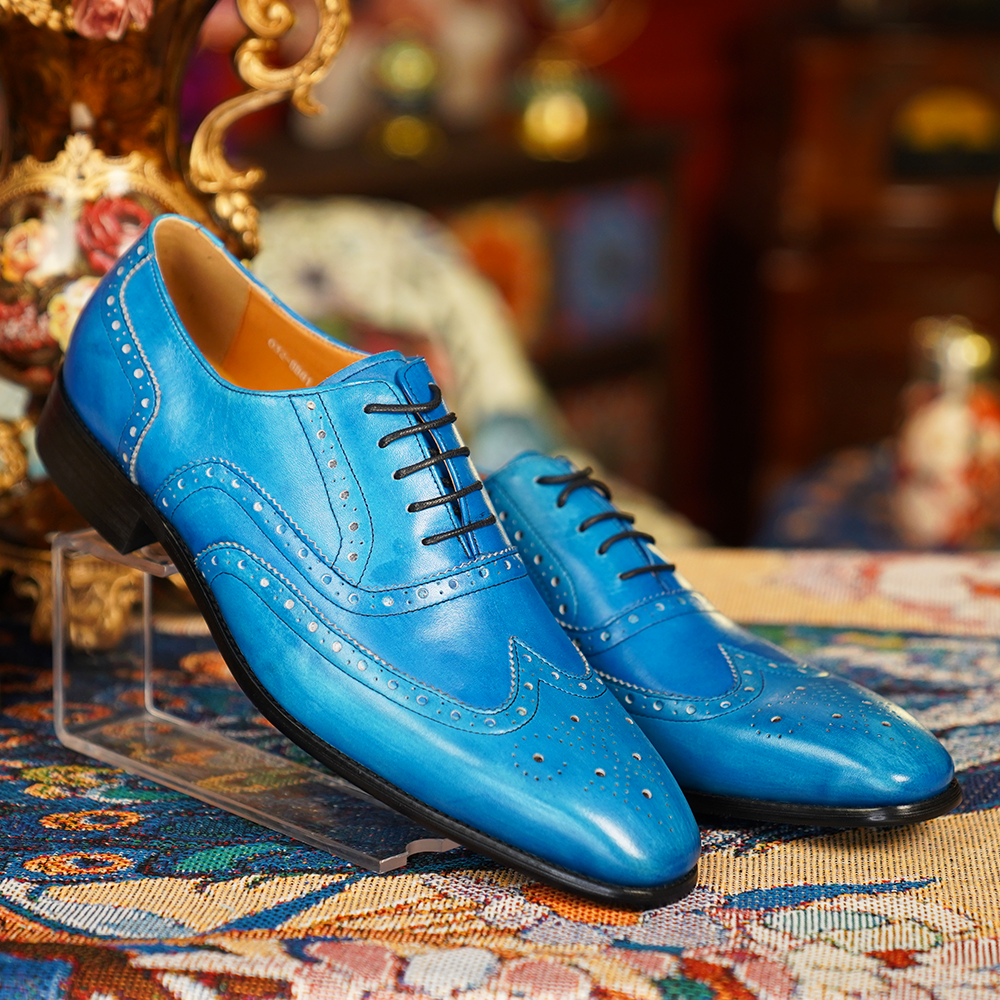 blue and gold mens dress shoes The Imperial Navy Blue & Gold Leather Men Dress Shoe  Dress Shoes