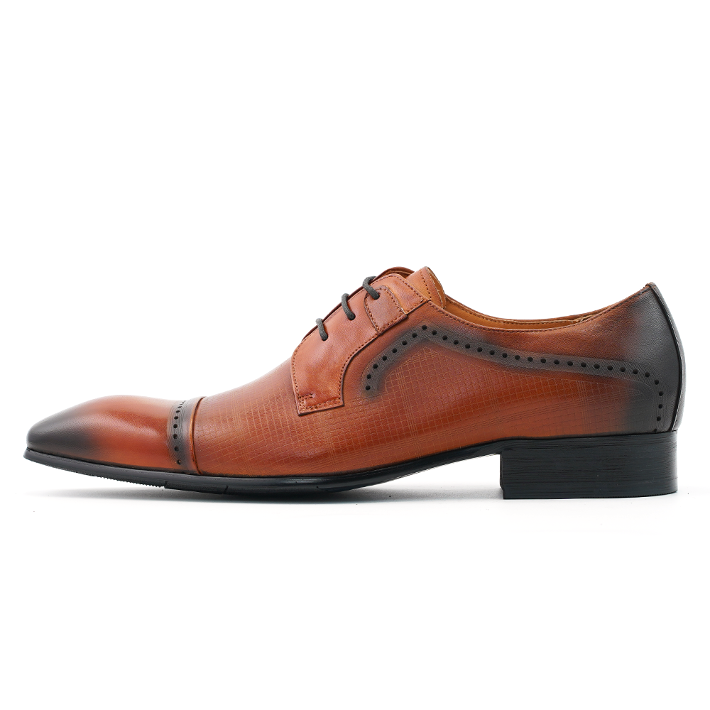 Brown Embroidered Dress Shoes D1237