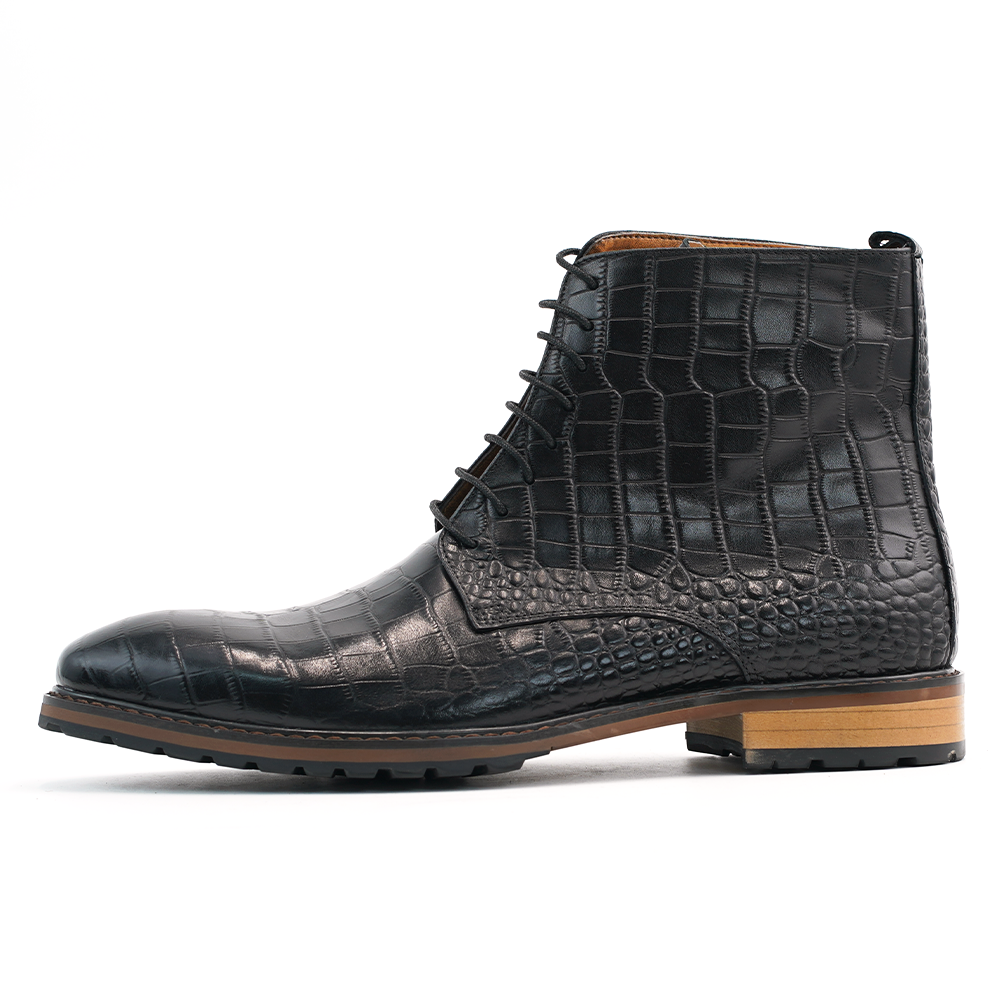 Black Crocodile Pattern Dress Shoes D1212