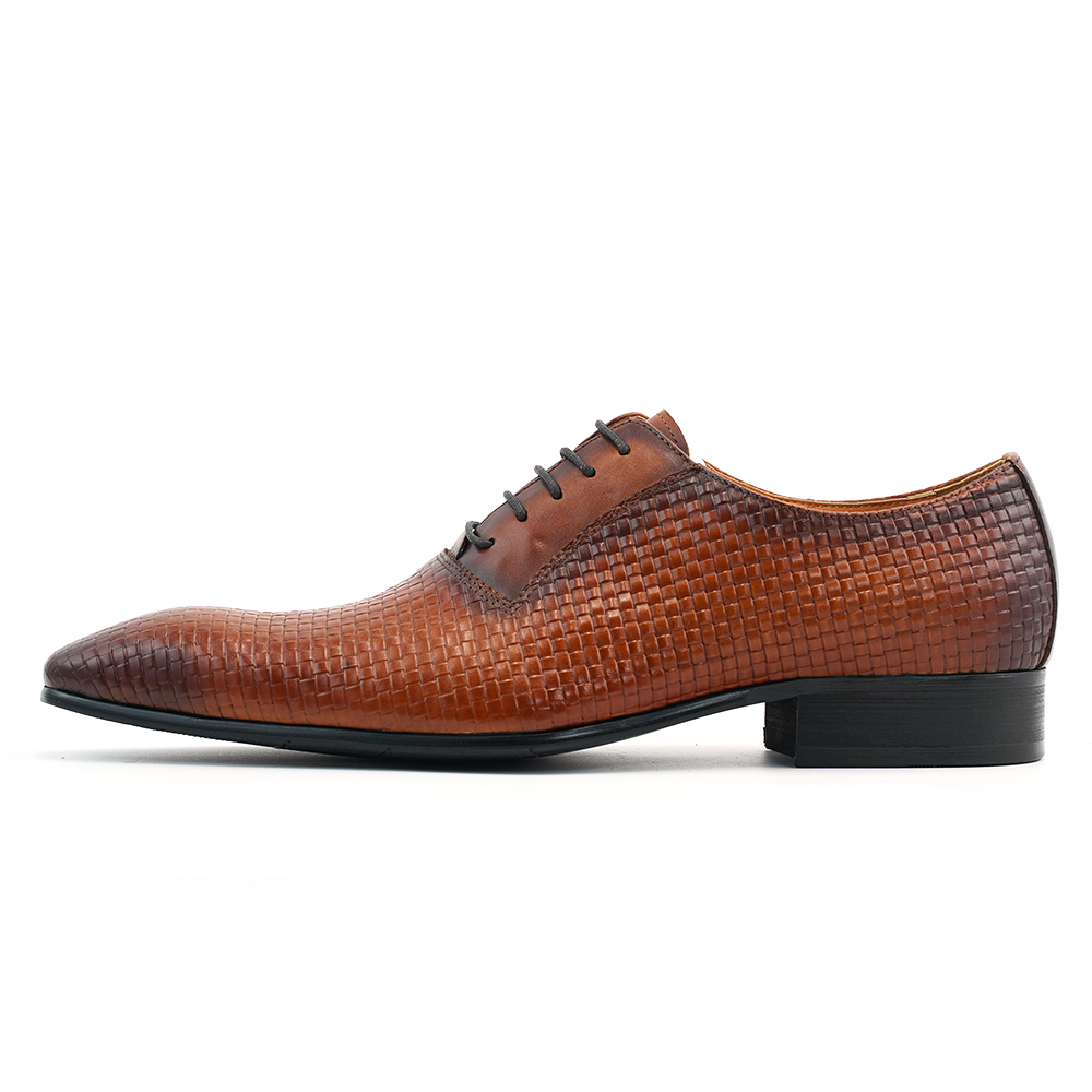 Brown Woven Dress Shoes D1238