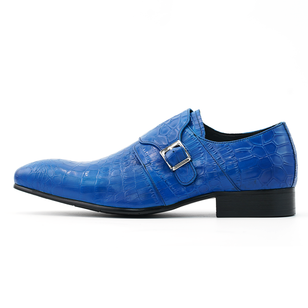 Blue Crocodile Pattern Dress Shoes D1224
