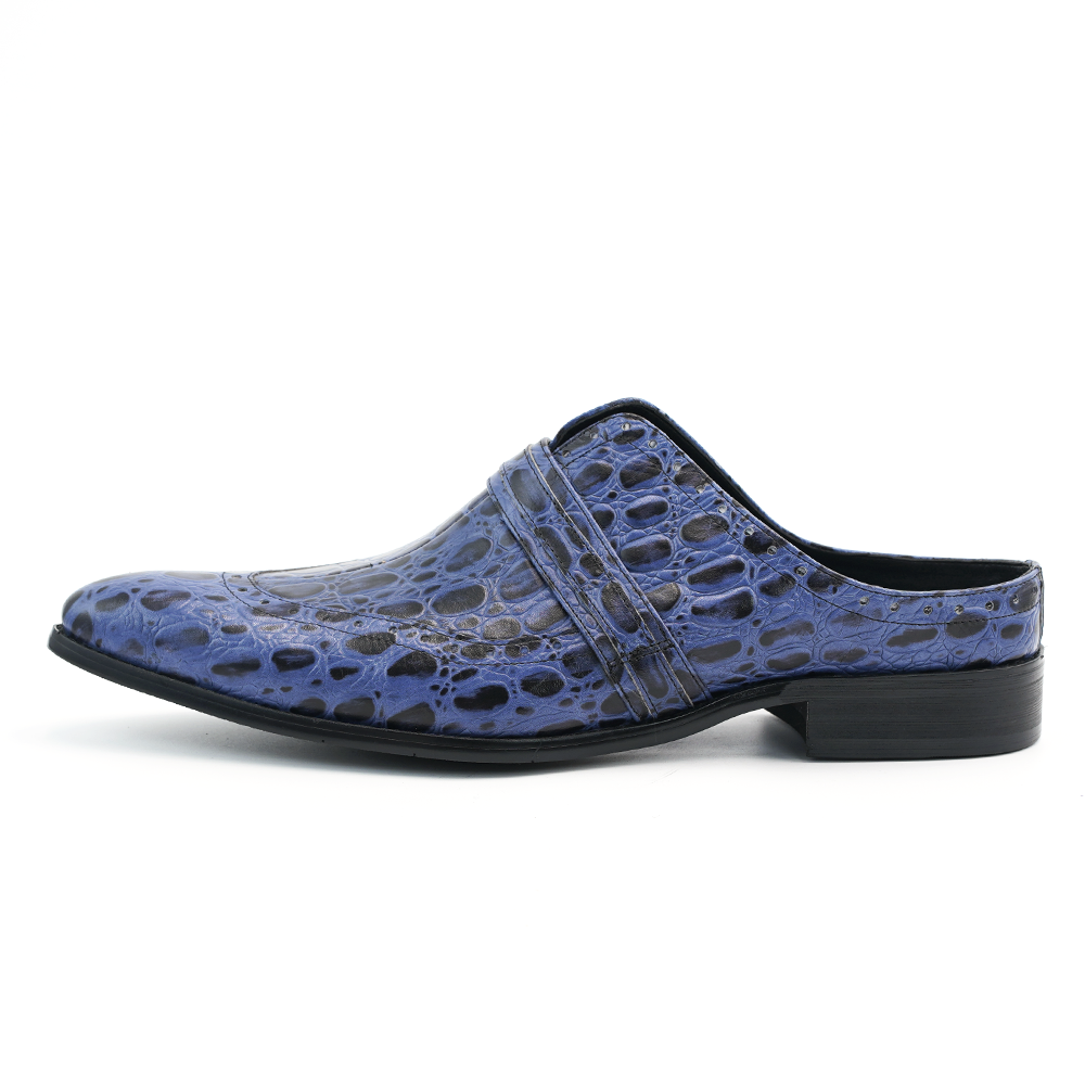 Blue Crocodile Pattern Dress Shoes D1258