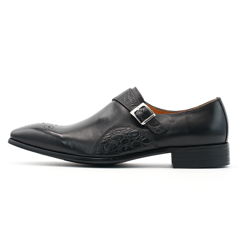 Black Crocodile Buckle Dress Shoes D1243