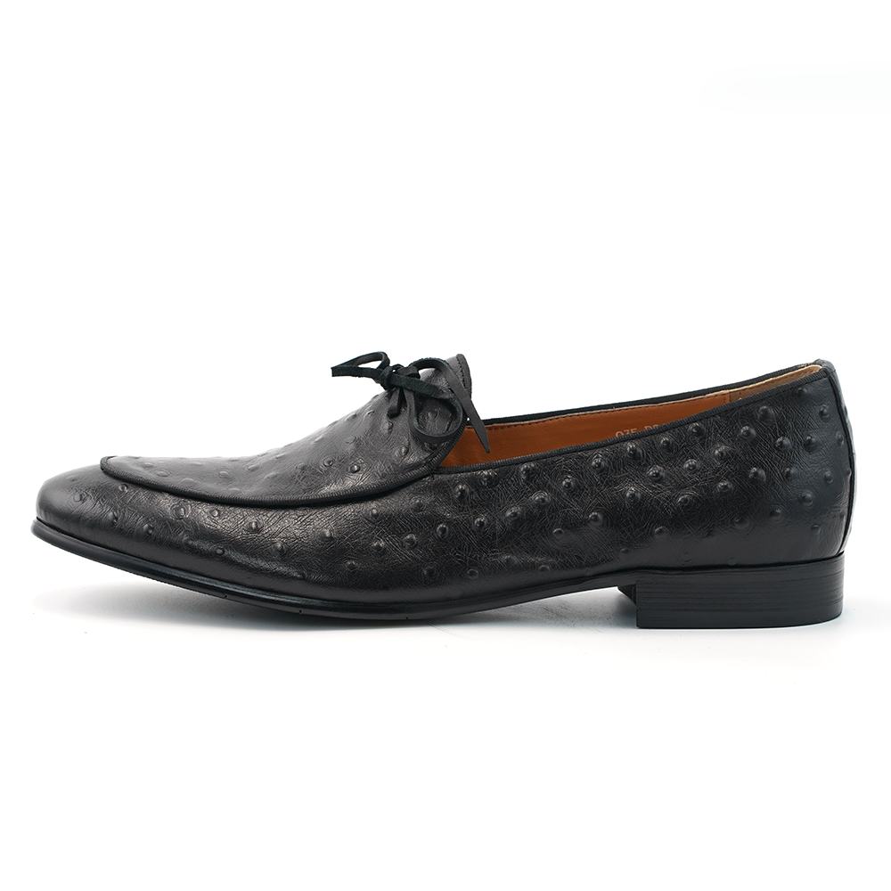 Black Ostrich Pattern Dress Shoes D1247