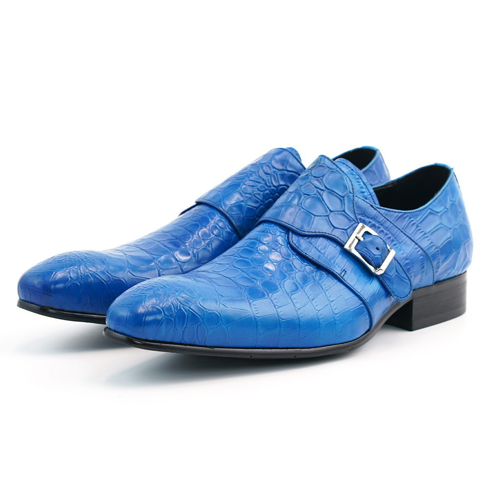 Blue Crocodile Pattern Dress Shoes D1224