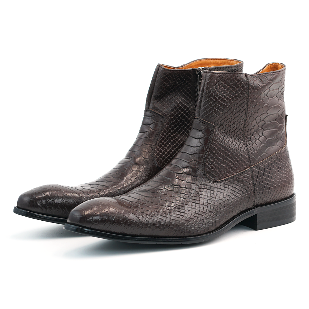 Brown Snake Pattern Dress Shoes D1213