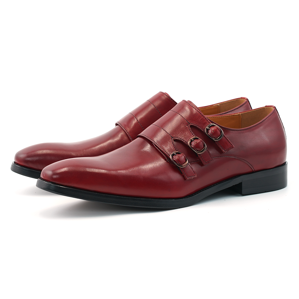 Red Double Buckle Dress Shoes D1185