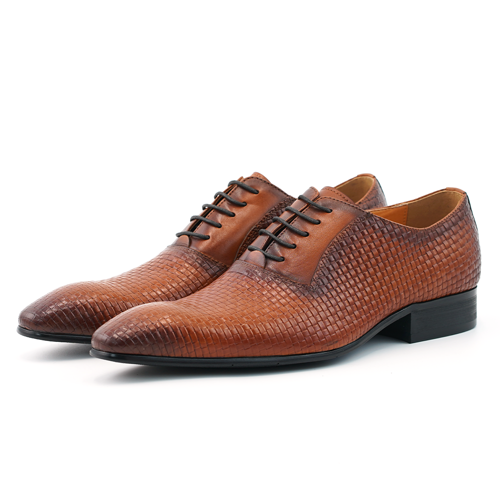 Brown Woven Dress Shoes D1238