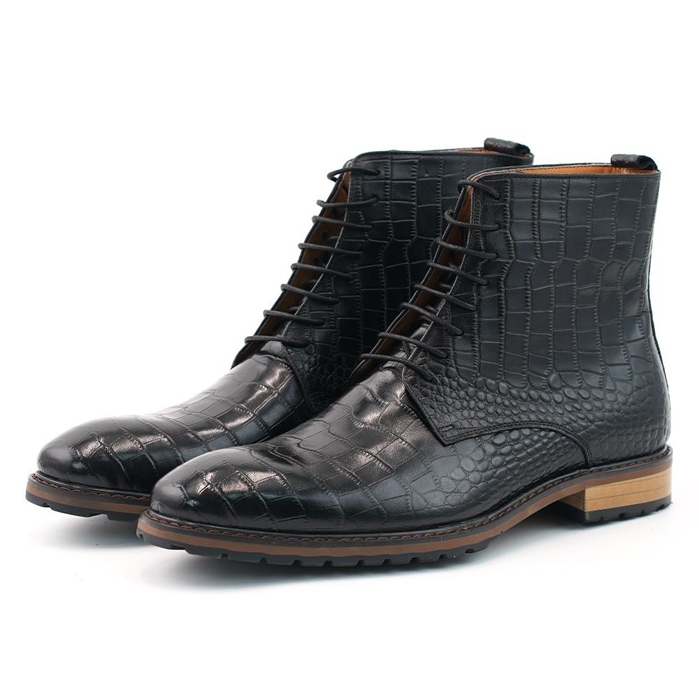 Black Crocodile Pattern Dress Shoes D1212
