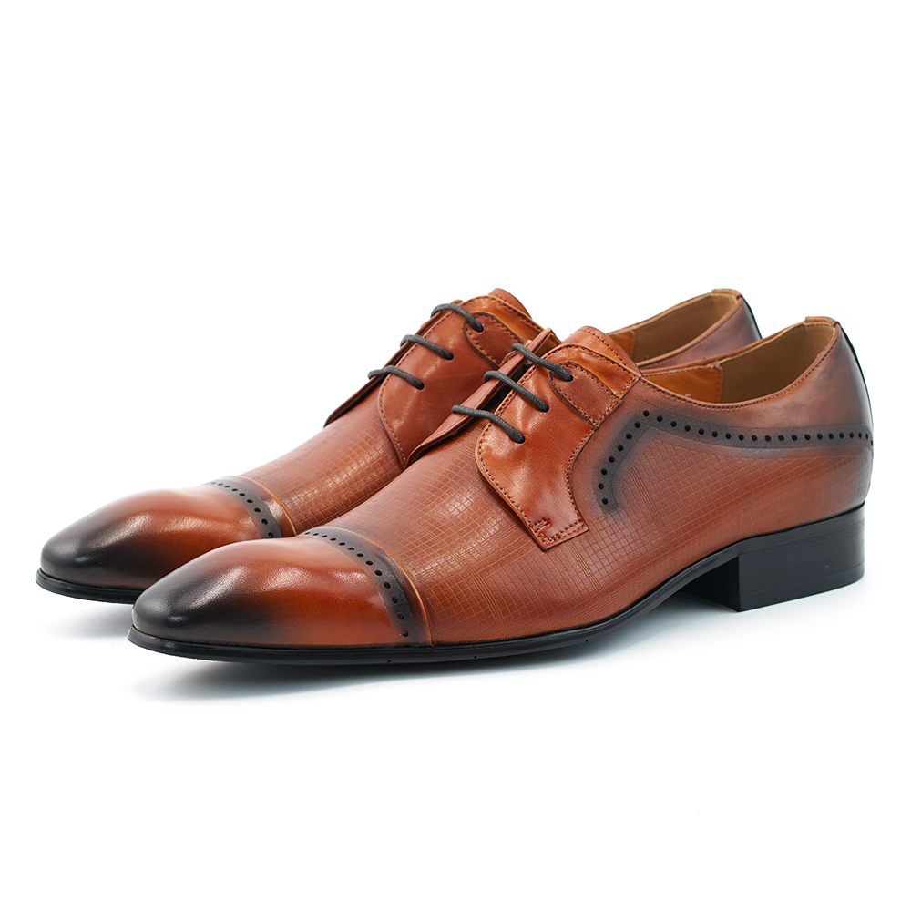 Brown Embroidered Dress Shoes D1237