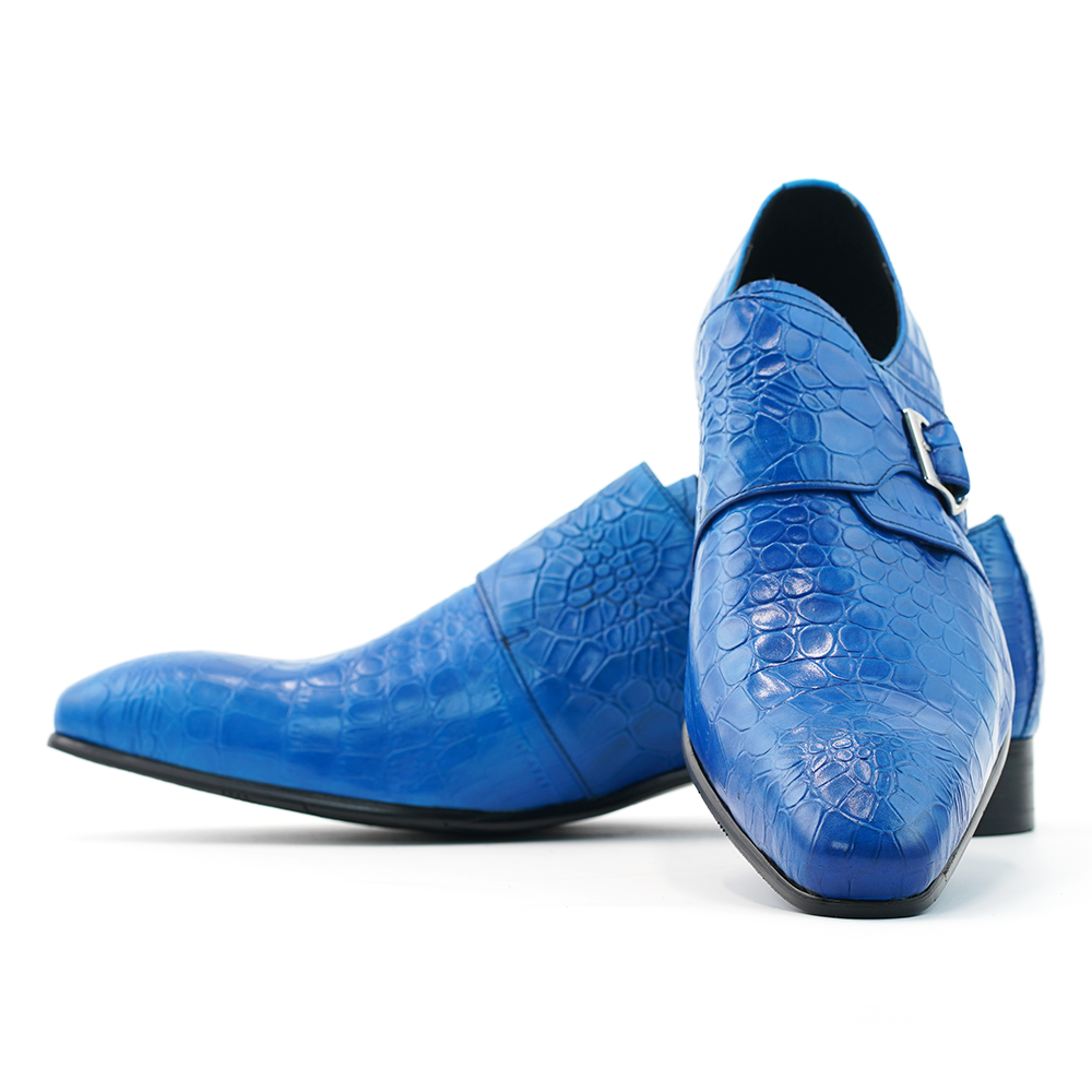 Blue Crocodile Pattern Dress Shoes D1224