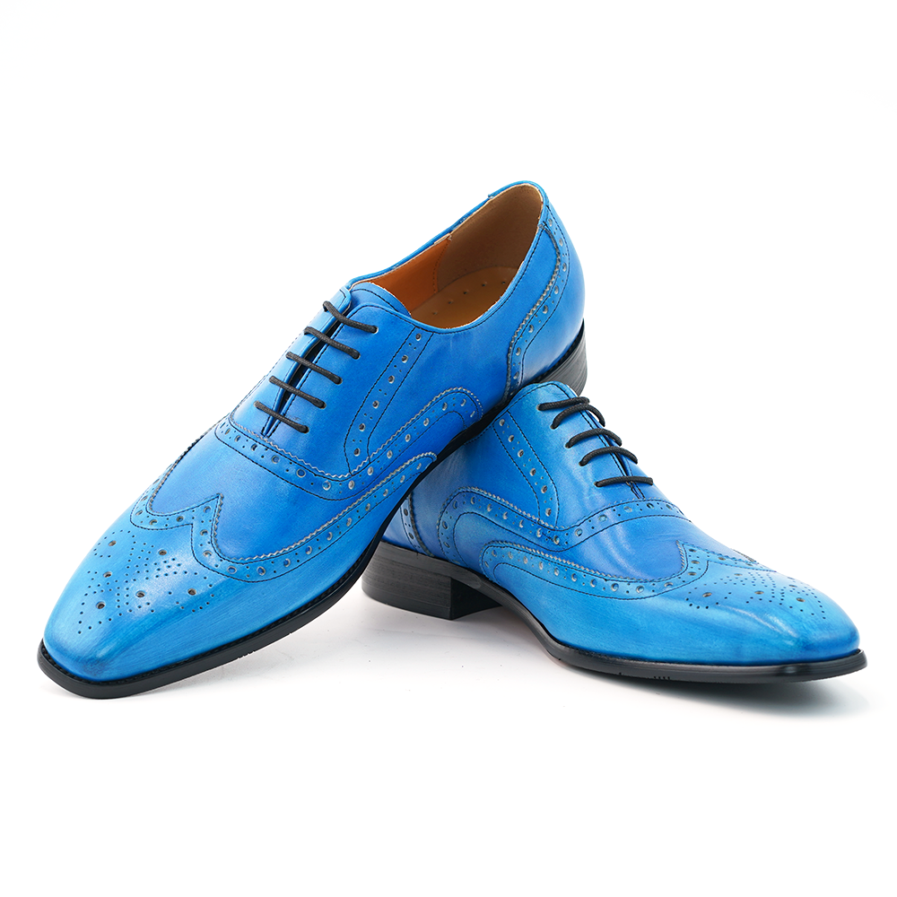 Blue Brogue Dress Shoes D1232|Formal Occasions|VICHYKING – VichyKing®