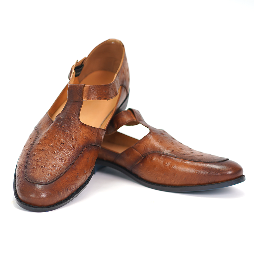 Brown Ostrich Dress Shoes D1140