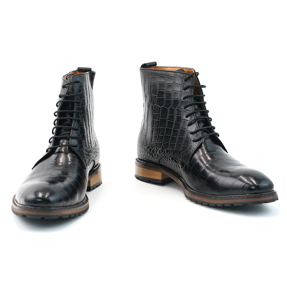 Black Crocodile Pattern Dress Shoes D1212