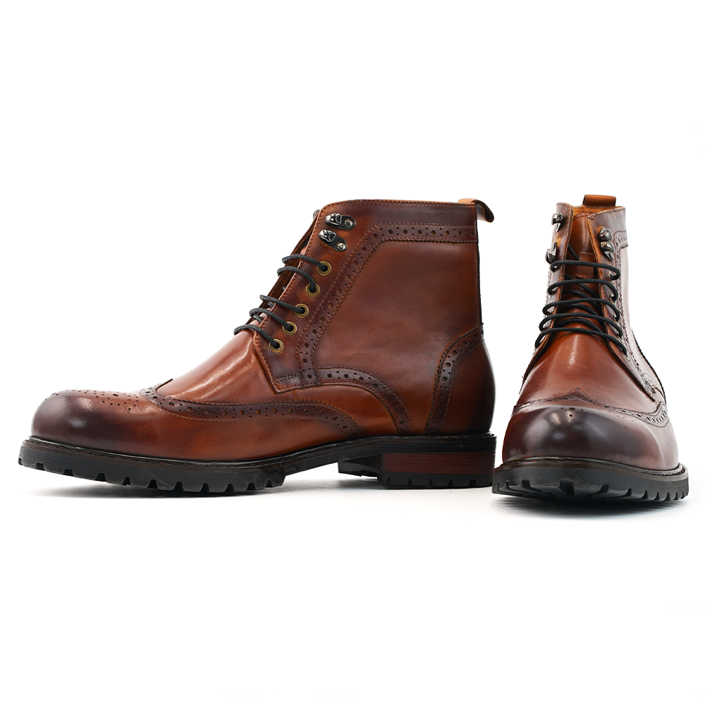 Brown Embroidered Dress Shoes D1263