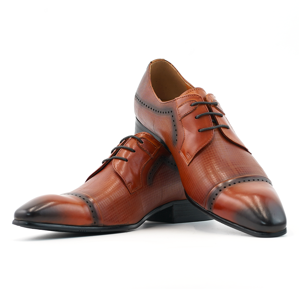 Brown Embroidered Dress Shoes D1237