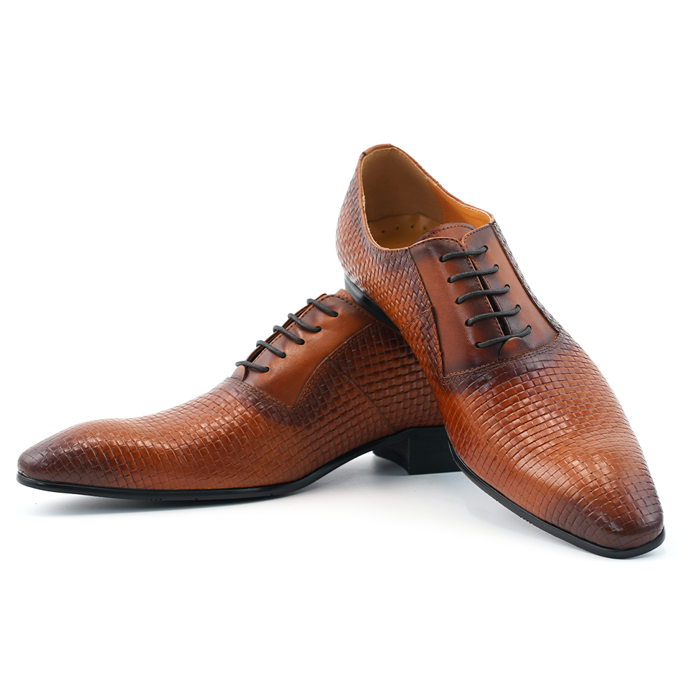 Brown Woven Dress Shoes D1238