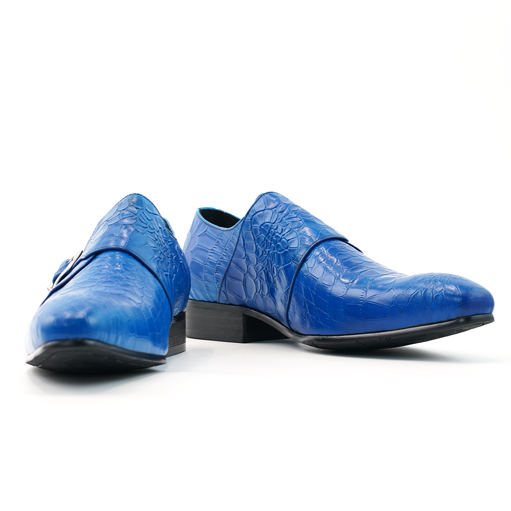 Blue Crocodile Pattern Dress Shoes D1224