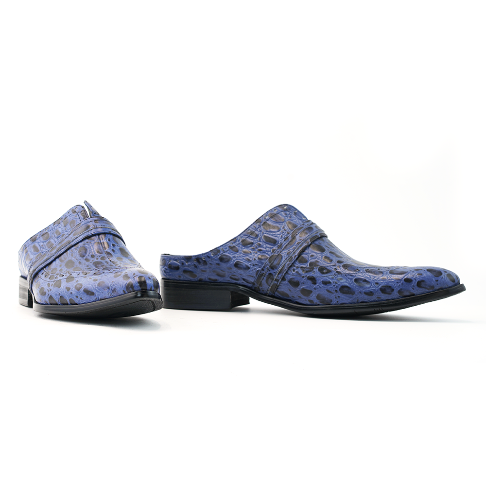 Blue Crocodile Pattern Dress Shoes D1258