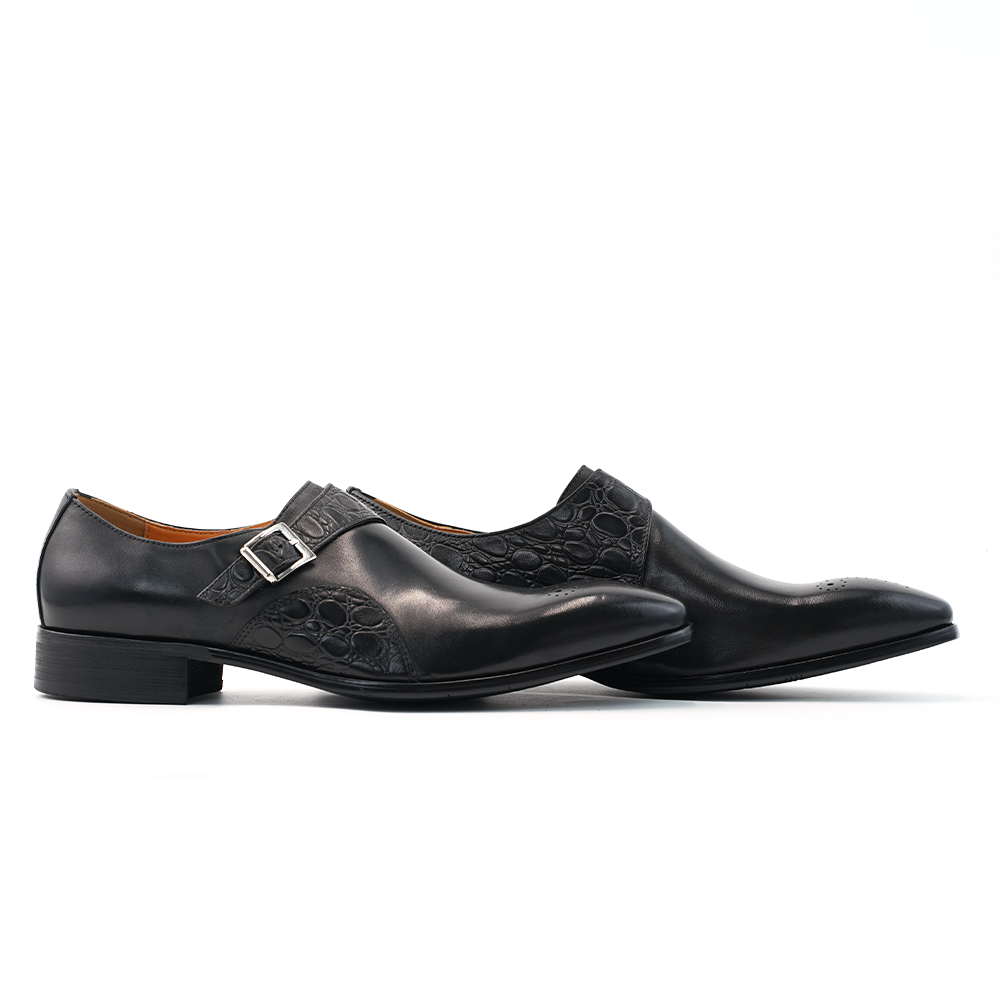 Black Crocodile Buckle Dress Shoes D1243