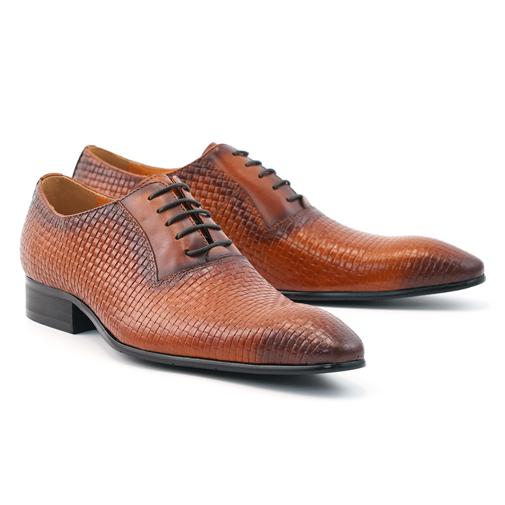 Brown Woven Dress Shoes D1238