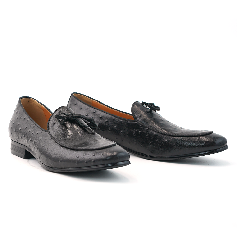 Black Ostrich Pattern Dress Shoes D1247