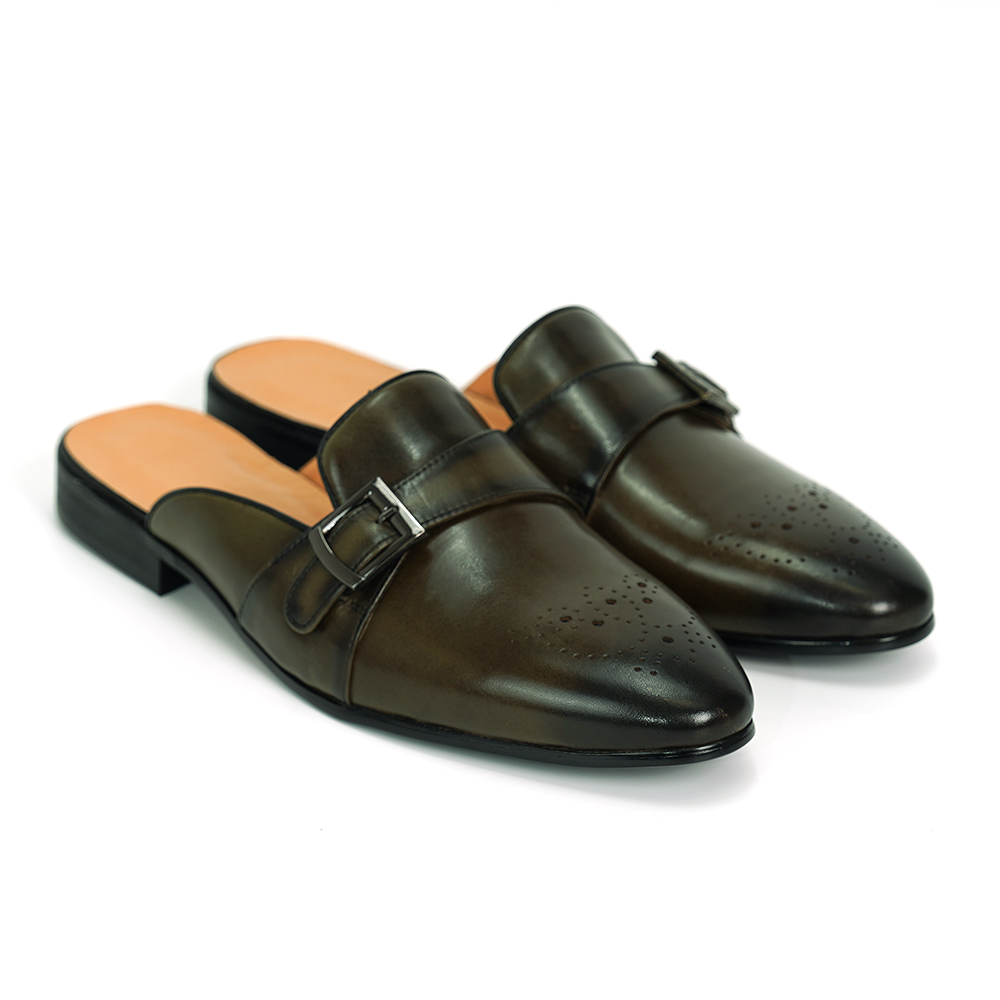 Brown Embroidered Dress Shoes D1169