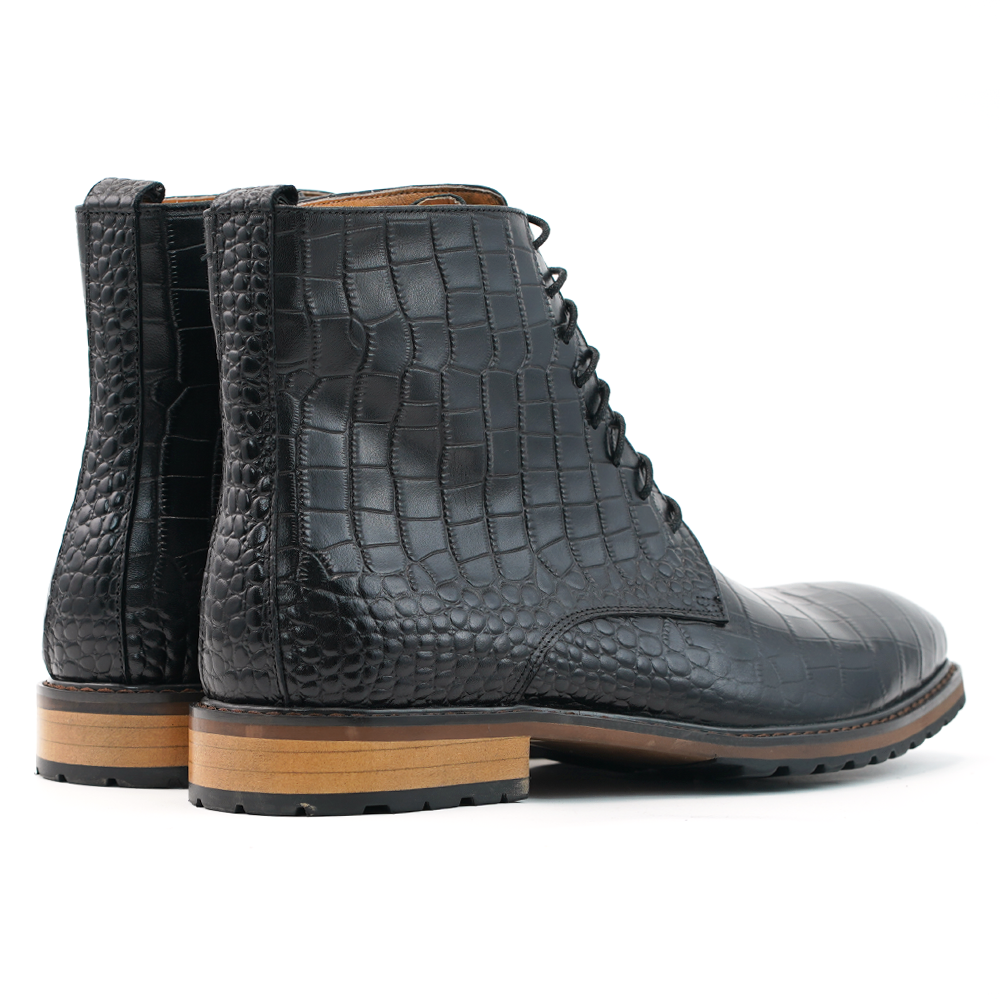 Black Crocodile Pattern Dress Shoes D1212