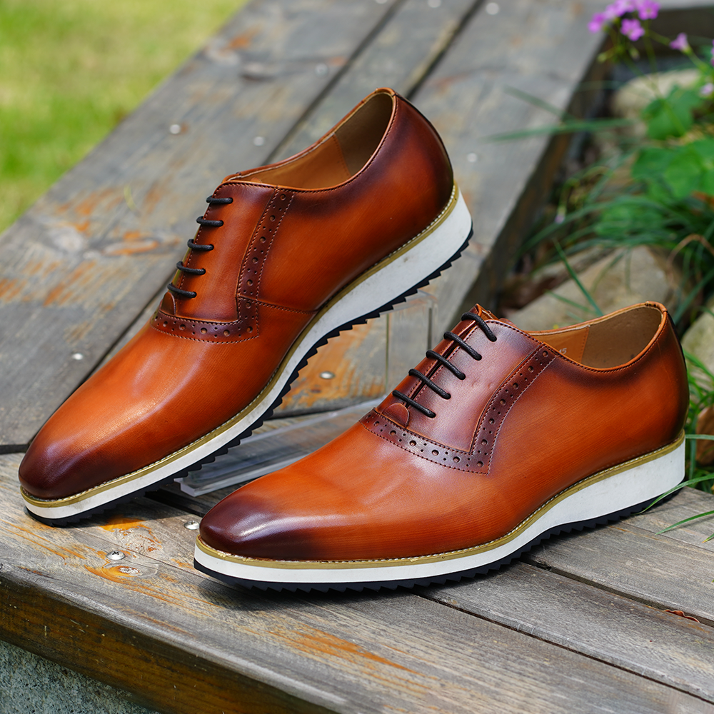 Brown Embroidered Dress Shoes D1201