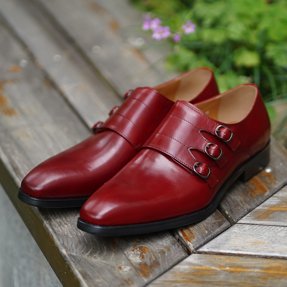 Red Double Buckle Dress Shoes D1185