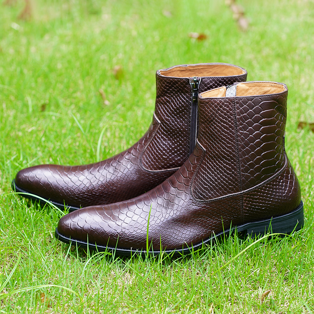 Brown Snake Pattern Dress Shoes D1213