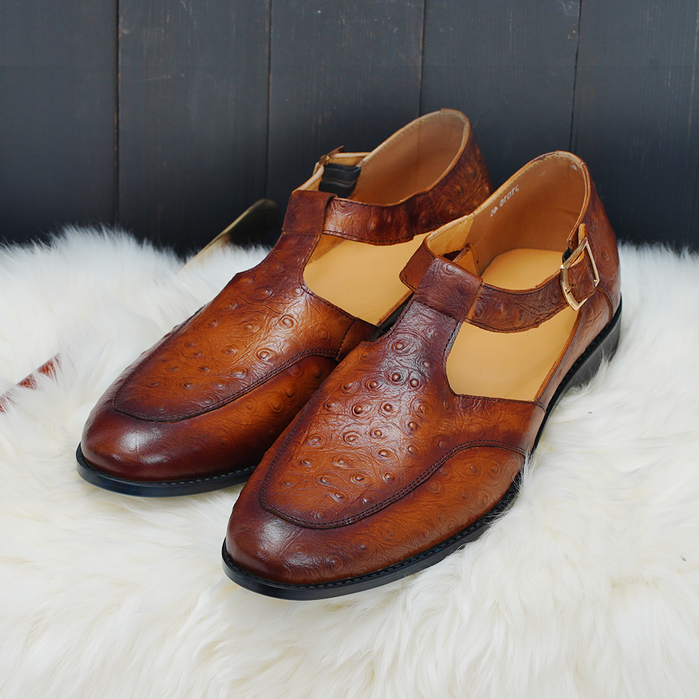 Brown Ostrich Dress Shoes D1140