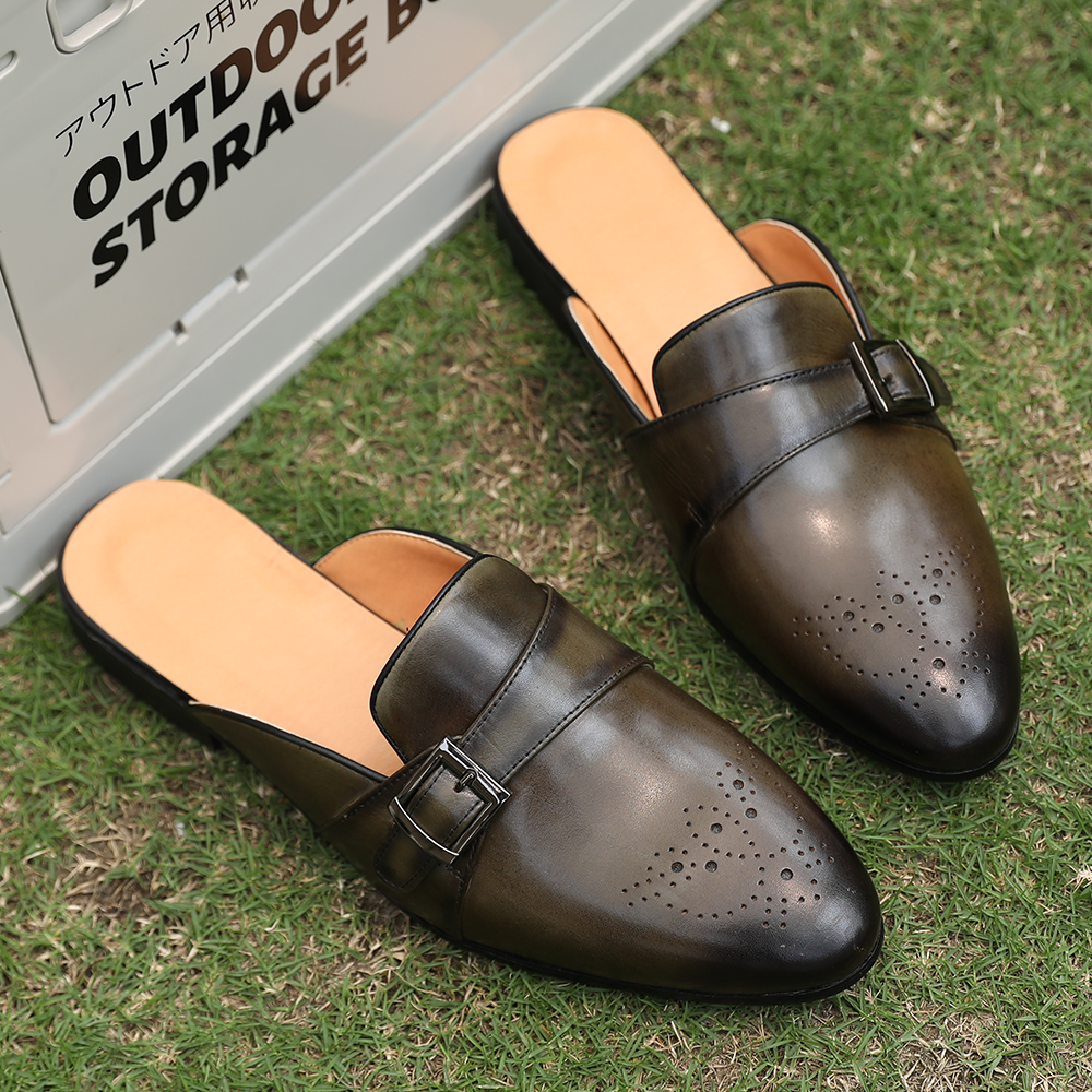 Brown Embroidered Dress Shoes D1169