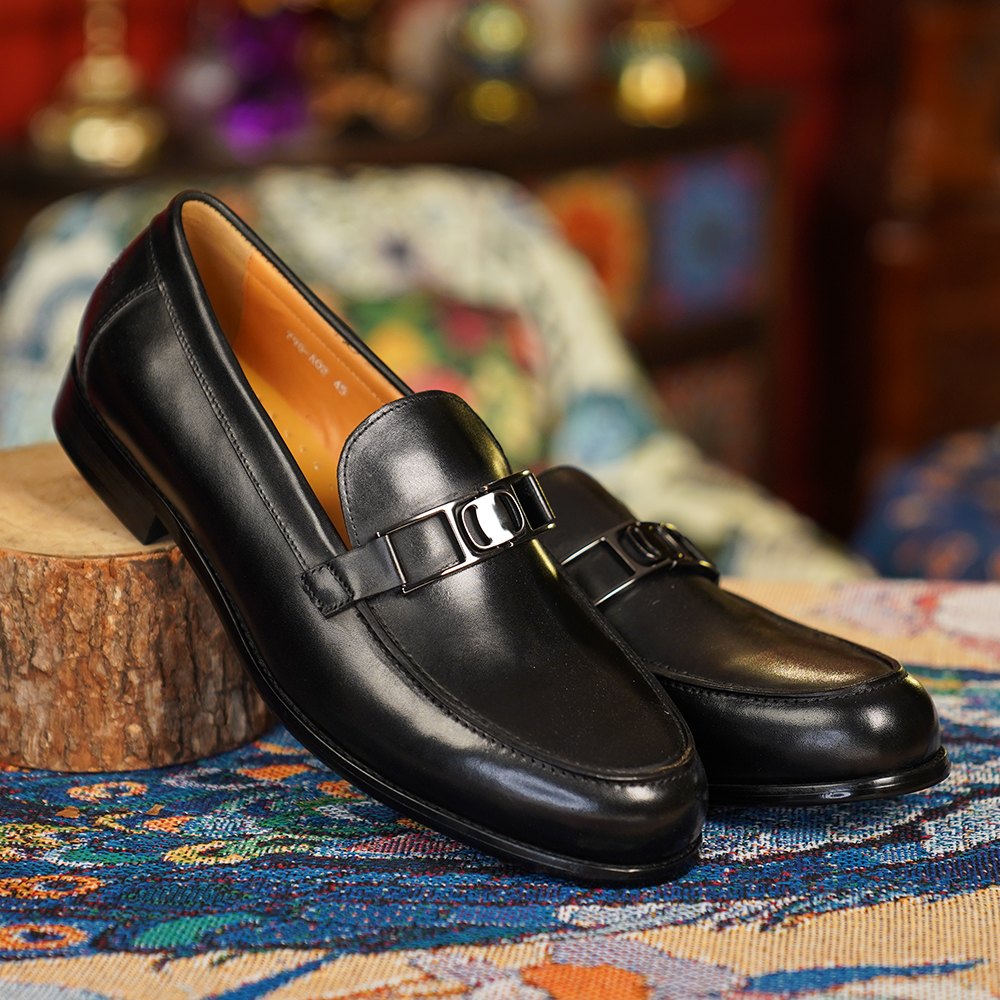 Black Metal Buckle Dress Shoes D1193