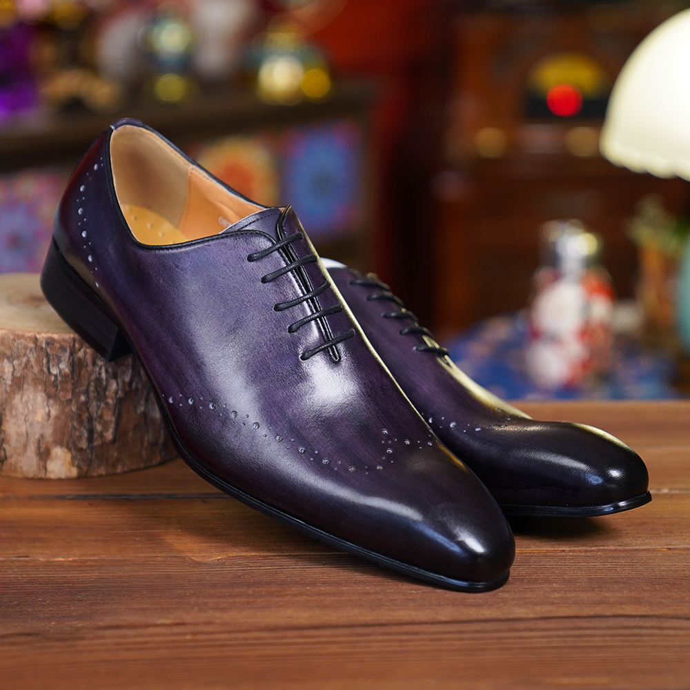 Purple Embroidered Dress Shoes D1245