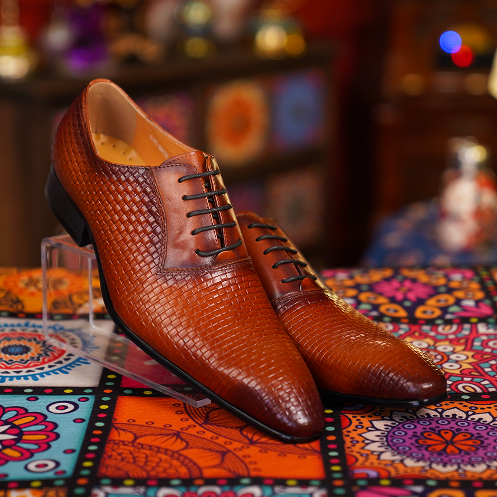 Brown Woven Dress Shoes D1238