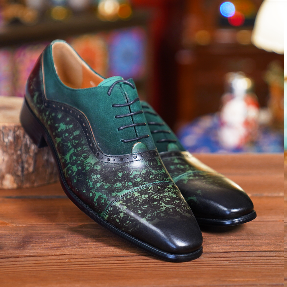 Green Embroidered Dress Shoes D1244