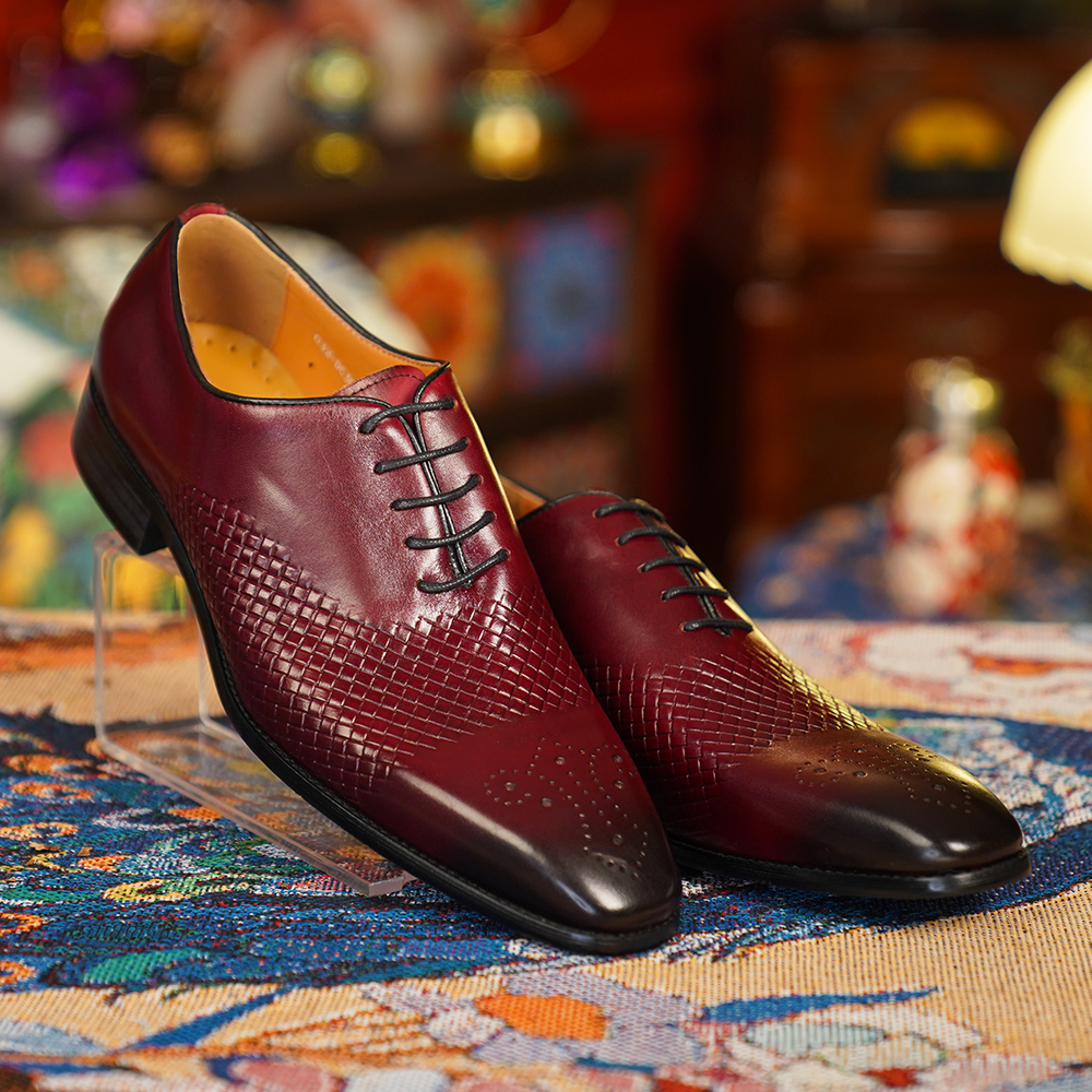 Burgundy Weave Dress Shoes D1227