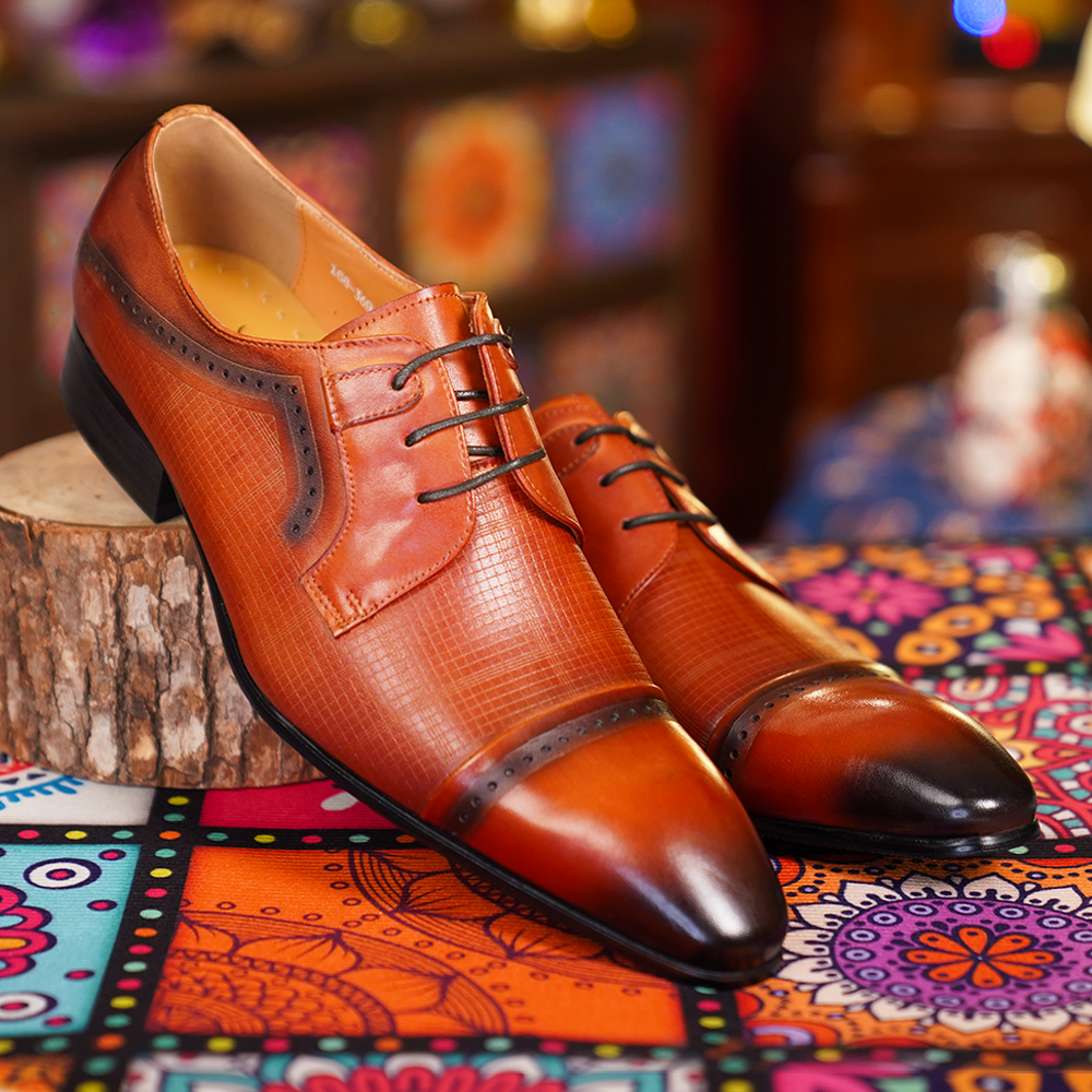 Brown Embroidered Dress Shoes D1237