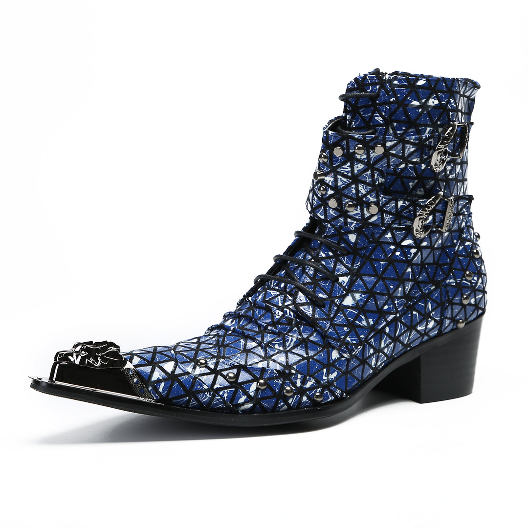 Blue Geometric Rivet Pointe Shoes 9974