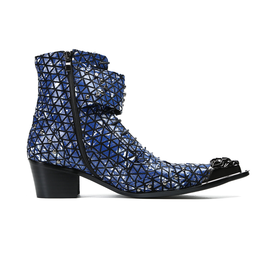 Blue Geometric Rivet Pointe Shoes 9974