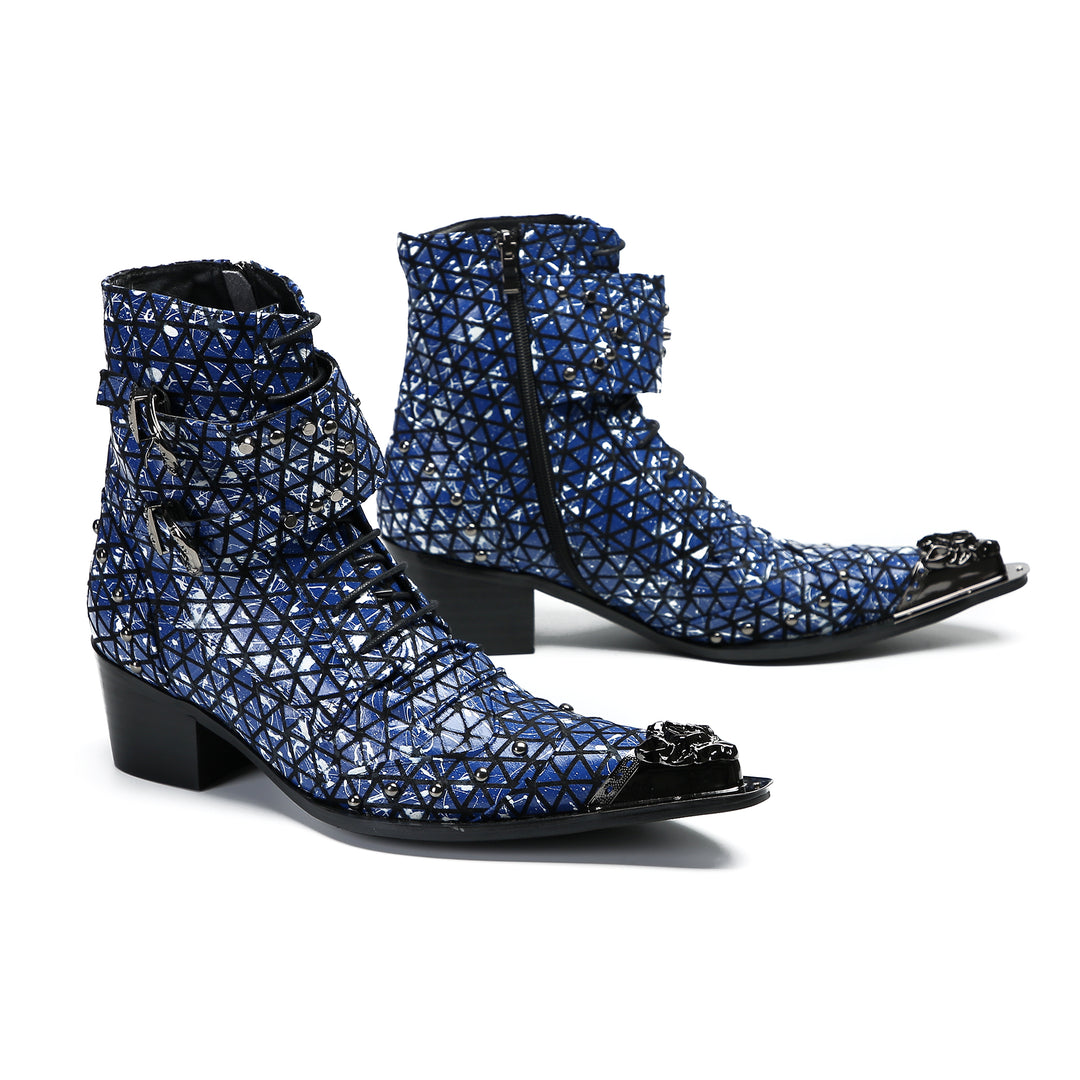 Blue Geometric Rivet Pointe Shoes 9974