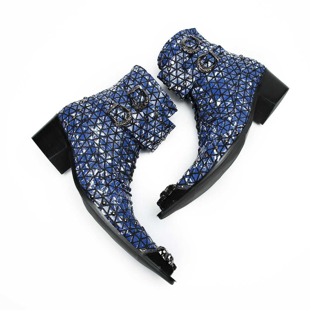 Blue Geometric Rivet Pointe Shoes 9974