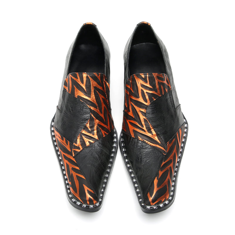 Black Orange Stripe Pointed Shoes 9961