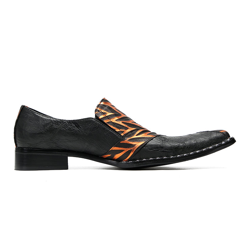 Black Orange Stripe Pointed Shoes 9961