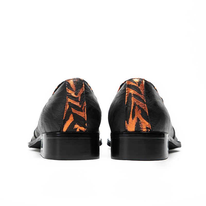 Black Orange Stripe Pointed Shoes 9961