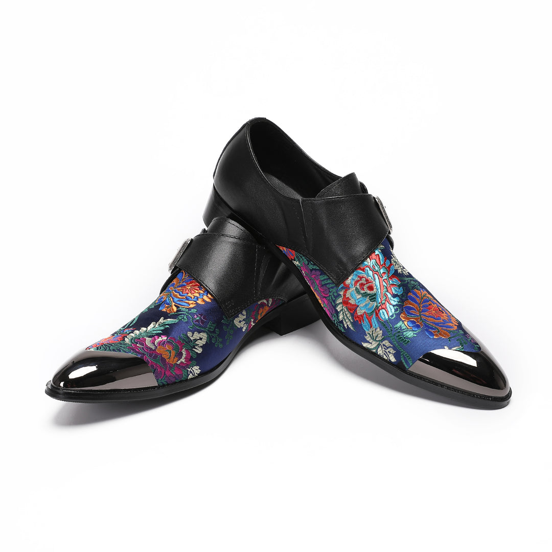 Blue Embroidered Pointed Shoes 4004