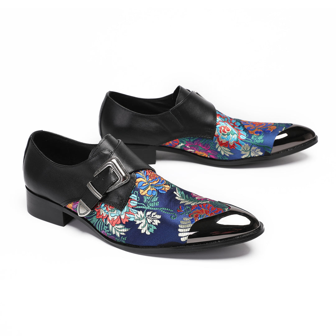 Blue Embroidered Pointed Shoes 4004