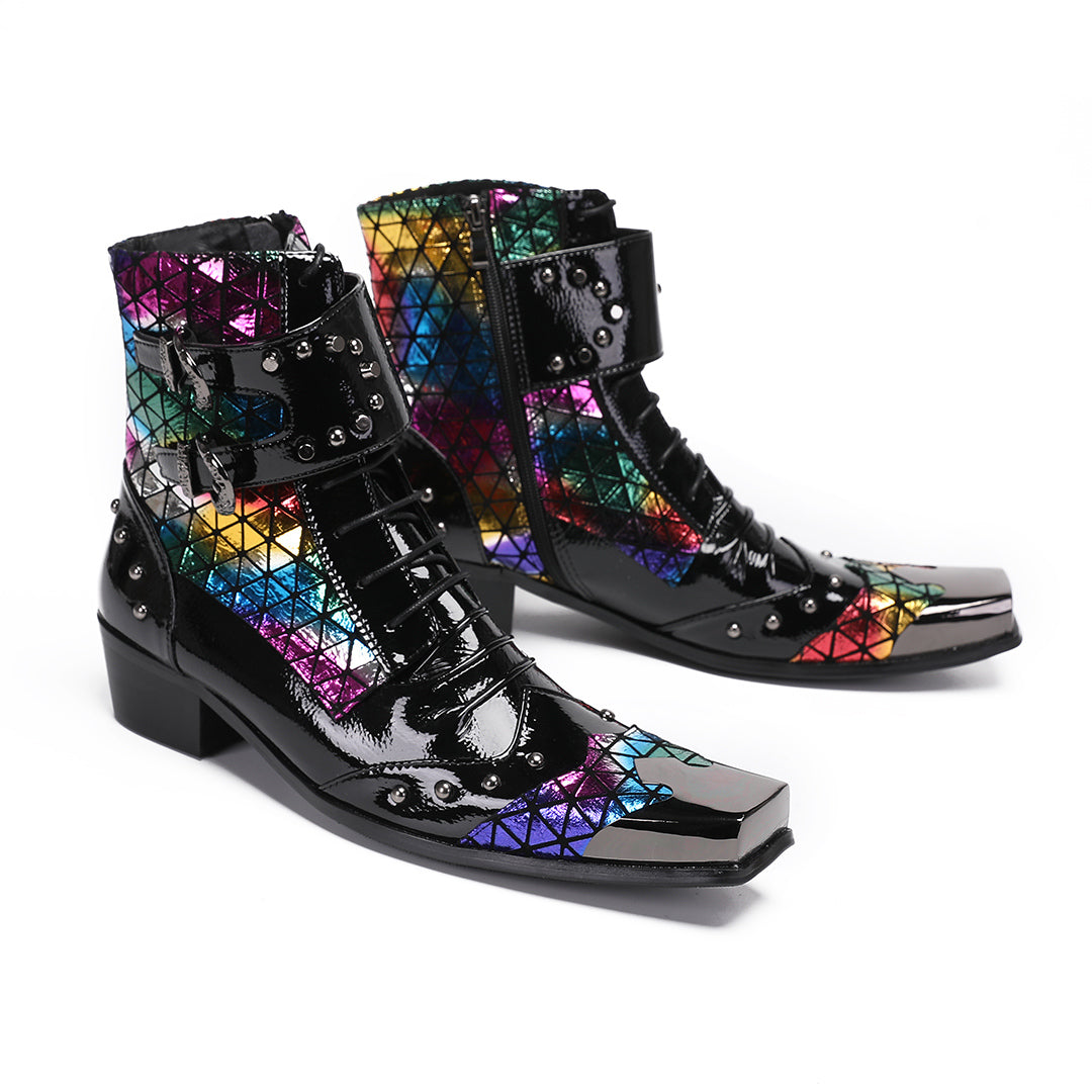 Colorful Rivet Pointed Shoes 9186